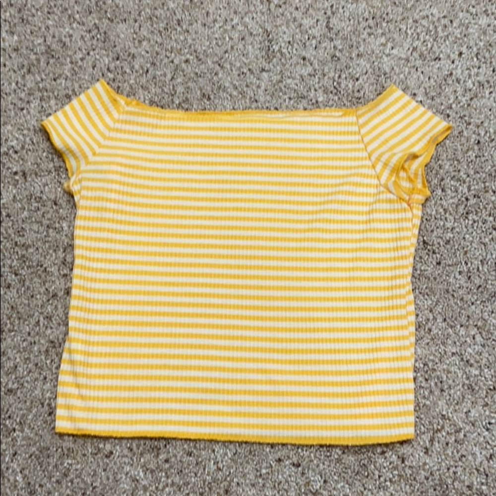 Yellow Striped Off Shoulder Top